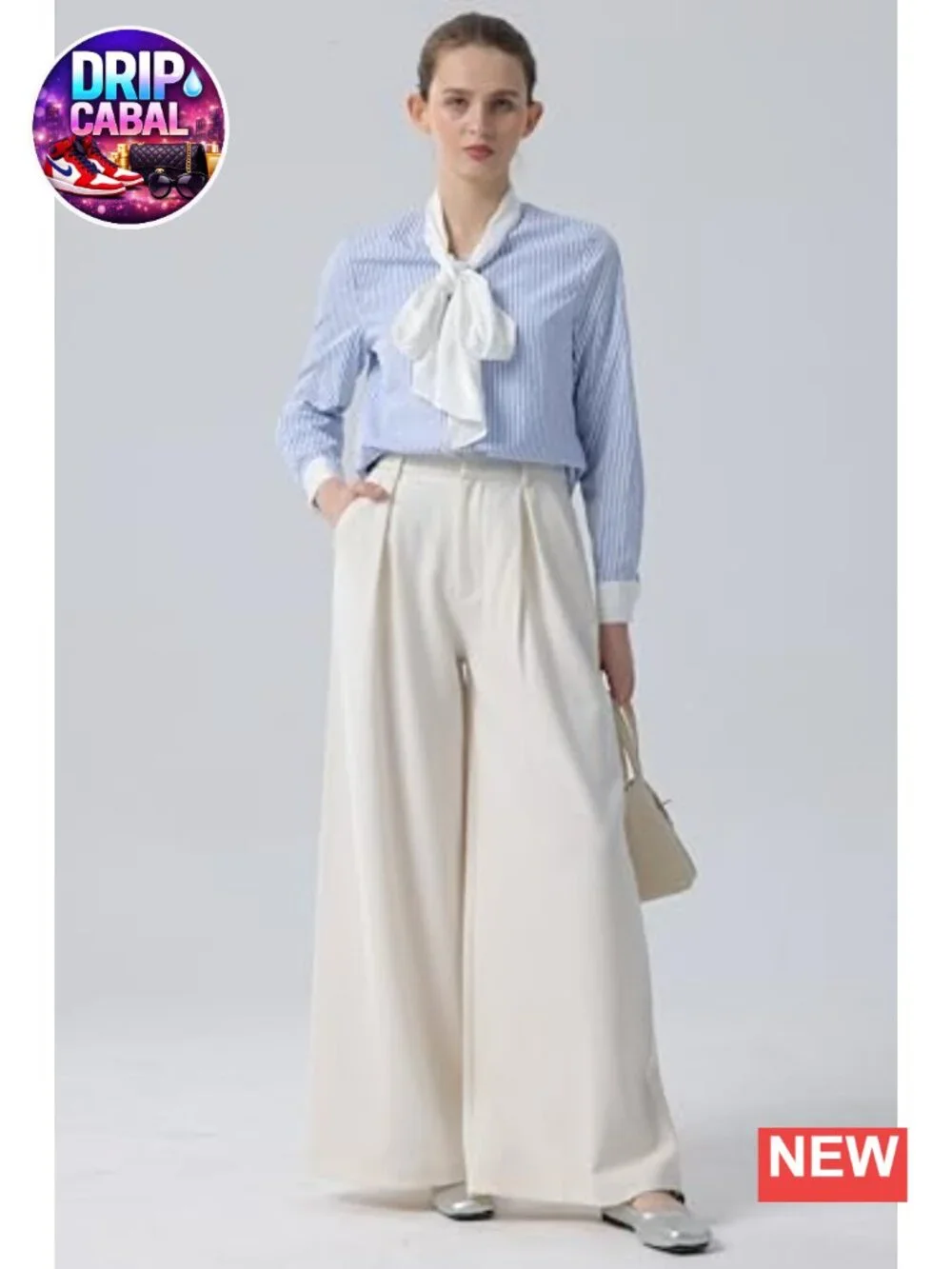 High Waist Wide Leg Palazzo Pants with Pockets, Office Trousers